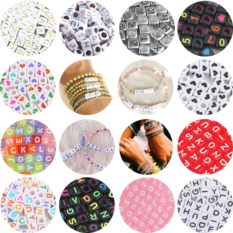 

6mm Mixed Letter Square Acrylic Beads Alphabet Digital Cube Loose Spacer Beads For Jewelry Making Diy Bracelet Wholesale Perles