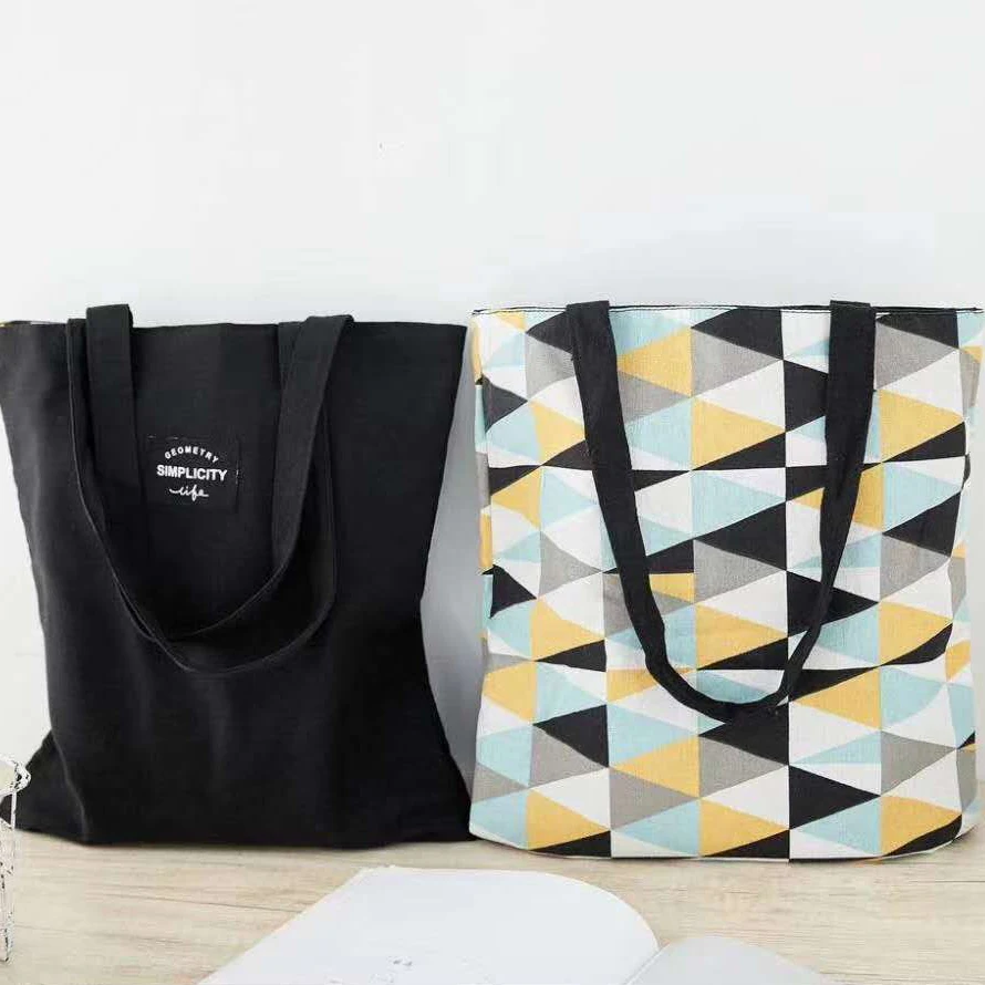 

New cotton shopper fabric double-sided dual-use Hand bag cotton and linen pocket handbag shopping bag storage bag grocery bag