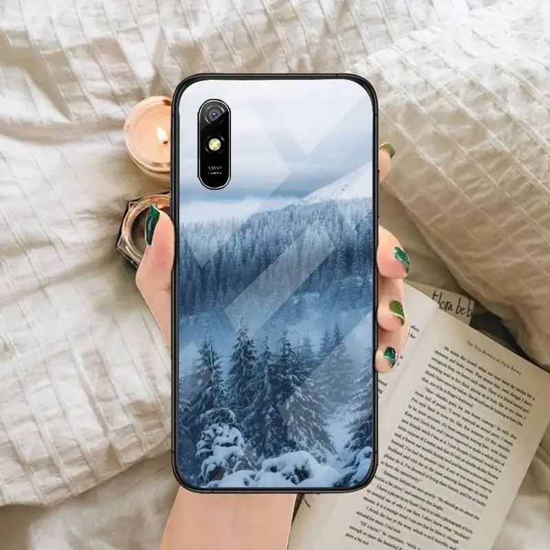 

Winter Snow Mountain Scene Phone Case Tempered glass For xiaomi Redmi 4X 5 6 6A 8 8SE MIX 2 2S Note 3 4 5 6 7 PLUS PRO
