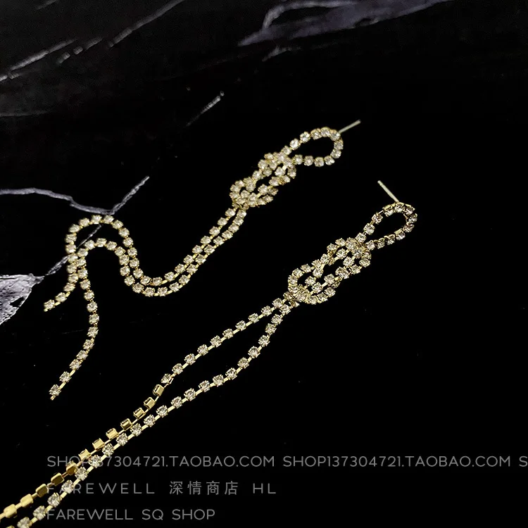

New Shiny Rhinestone Drop Earrings For Women Long Tassel Crystal Dangle Earring Brincos Weddings Fashion Jewelry Gifts