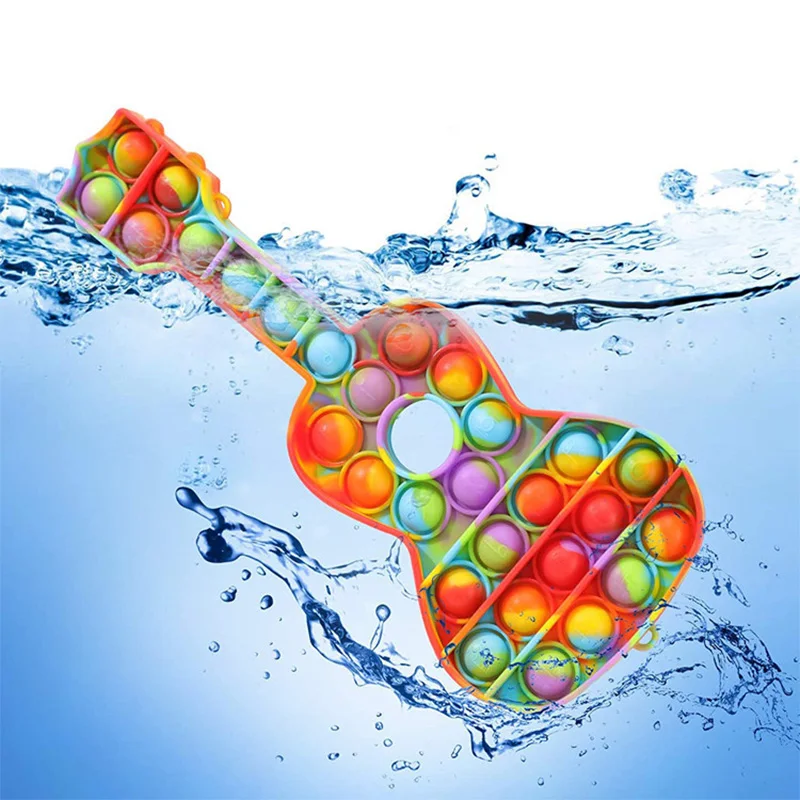 

New Fidget Toy Anti-stress Guitar Push Bubble Stress Relief Toy For Kids Adult Silica Gel Musical Note Press Desktop Puzzle Game