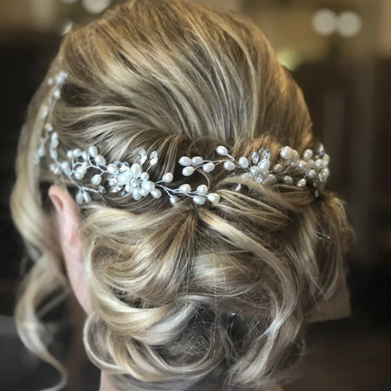 Серебряная золотая жемчужная заколка для волос, свадебные аксессуары для невесты и подружки невесты, кристальные волосы для девочки.