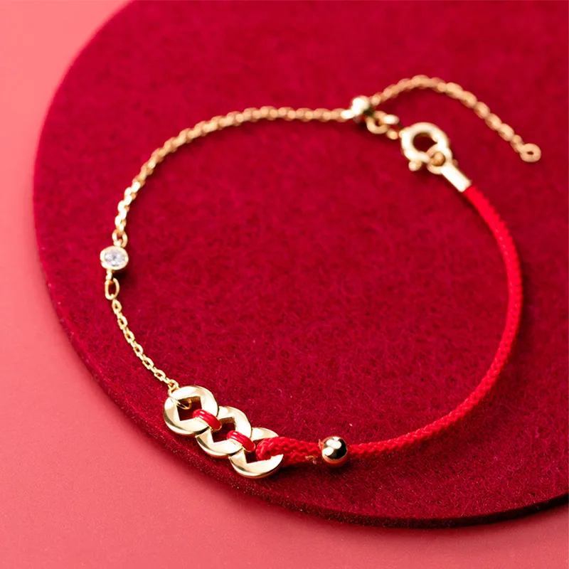 Женский браслет из стерлингового серебра 925 пробы с фианитами золотые монеты