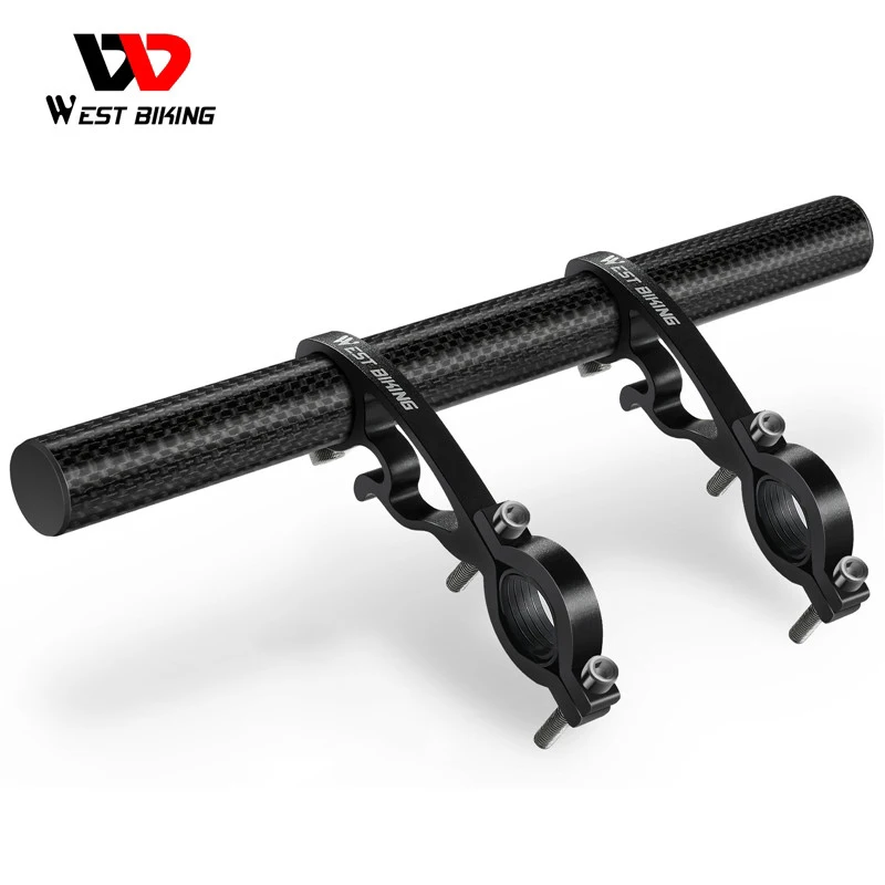 

Bicycle Bike Light GPS Computer 25CM Carbon Tube Extender Double Clamp Alloy Bracket For 18-35mm Handlebar Extension