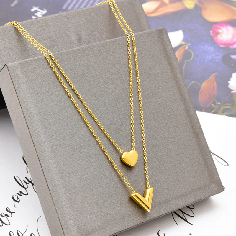 

XIYANIKE 316L Stainless Steel New Punk 2 Layer Geometric Pendant Necklace Chain For Women Gift Party Fashion Jewelry Wholesale