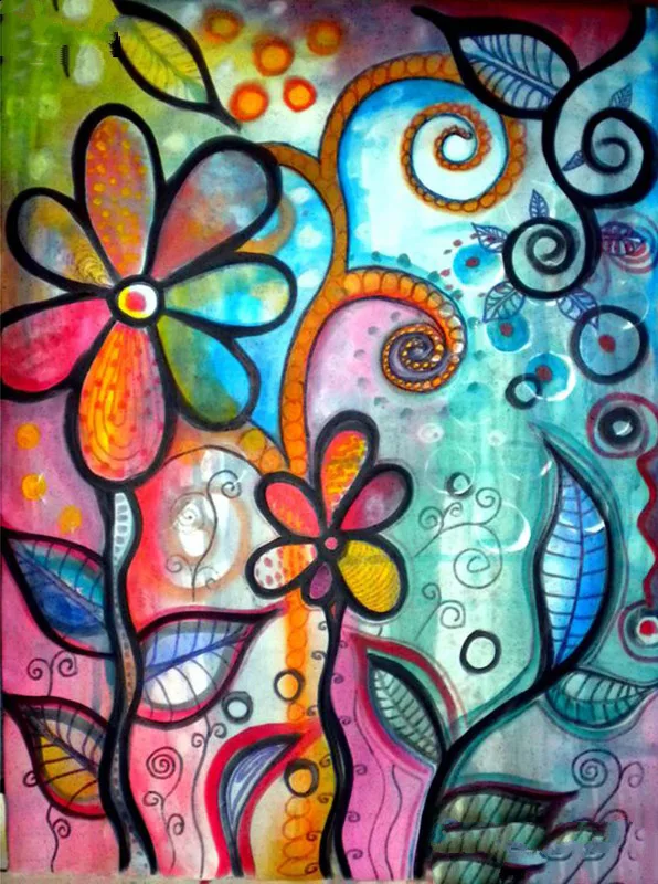 

JMINE Div 5D Colorful Abstract tree Flower Full Diamond Painting cross stitch kits art Floral 3D paint by diamonds