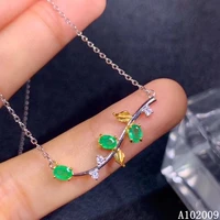 kjjeaxcmy fine jewelry 925 sterling silver inlaid natural emerald elegant girl new pendant necklace support test
