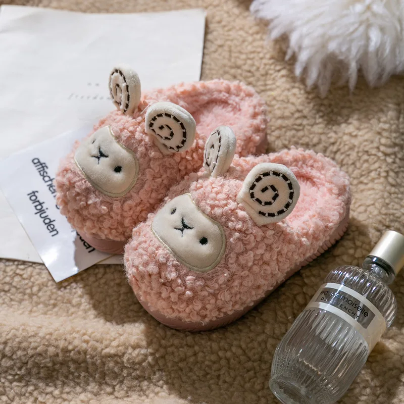 

Kids Fall Winter Slippers Infant Baby Fuzzy Soft Slippers Children Plush Indoor Home Slipper Cute Cartoon Toddler Girl Boy Shoes
