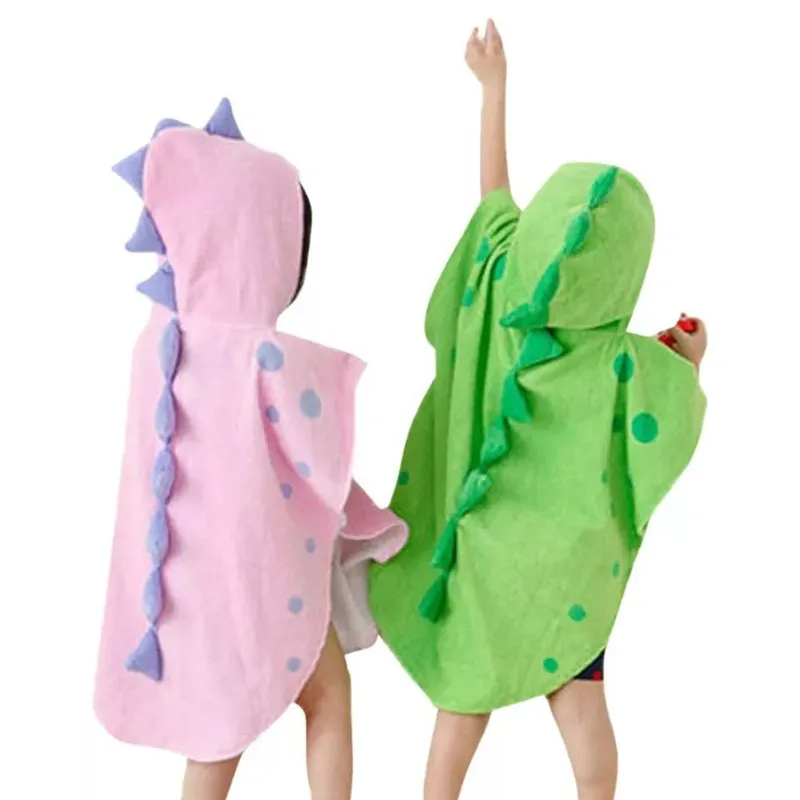 Fashion Cotton Baby Cartoon Hooded Towels Bathrobes Kids Dinosaur Pullover Bath Robe Boy Pajamas Girl Sleepwear 37 Colors Option