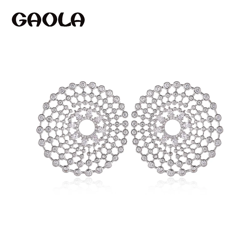 GAOLA модные микро паве Сияющий прозрачный фианит Форма серьги гвоздики аксессуары