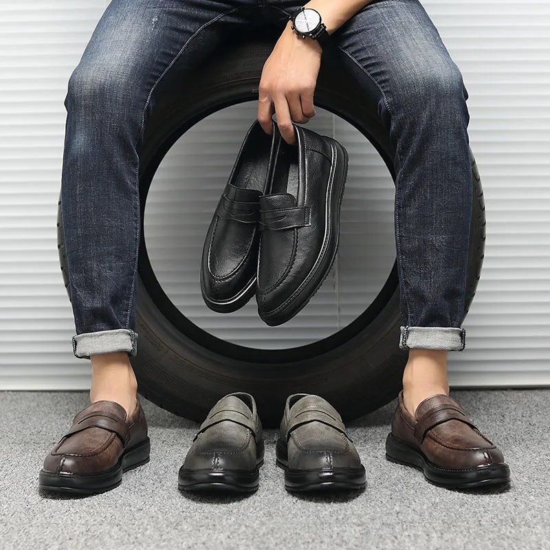 

Men Loafers slip on fashion Men's Casual summer shoes men brand comfortable outdoor breathable leather casual shoes men