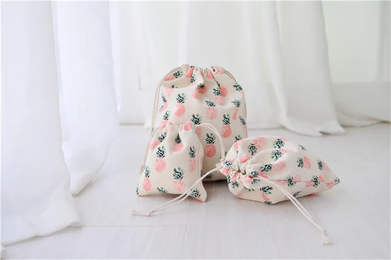 Сумка из хлопка и льна с ананасовым шнурком ручной работы дорожная сумка для