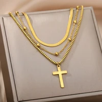 fashion cross necklaces for women vintage snake chain necklace choker bohomian jewelry set party gift 2022