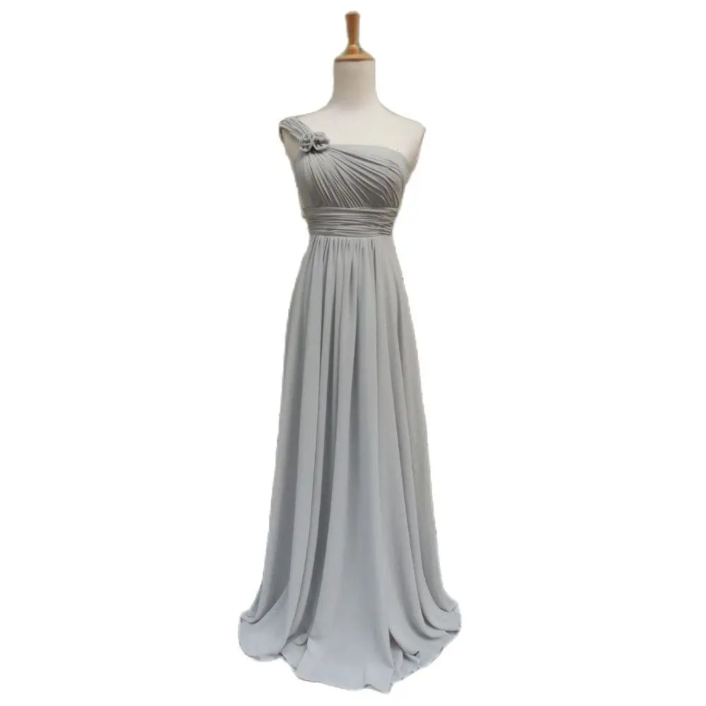 Платья для подружек невесты с открытыми плечами серые Серебристые набивные