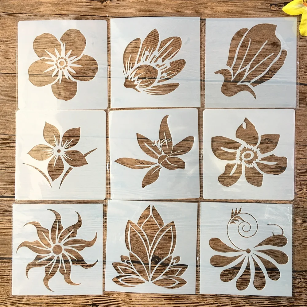 

9Pcs/Set 5inch Flower Bud DIY Layering Stencils Painting Scrapbook Coloring Embossing Album Decorative Template