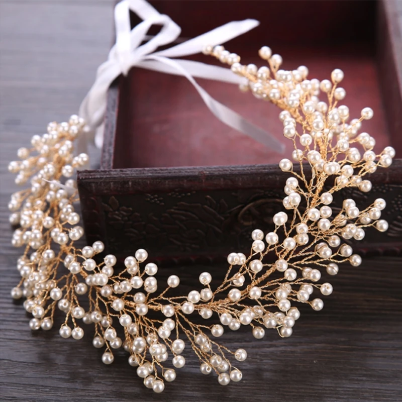 

Bride Hair Band Pearl Decoration Wedding Women Jewelry Headband Headpieces Gifts