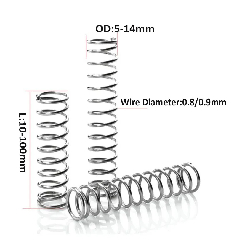 

5Pcs Compression Springs Zinc-plated Springs Y-shaped Compression Spring Wire Dia 0.8mm 0.9mm OD 5-14mm L10-100mm