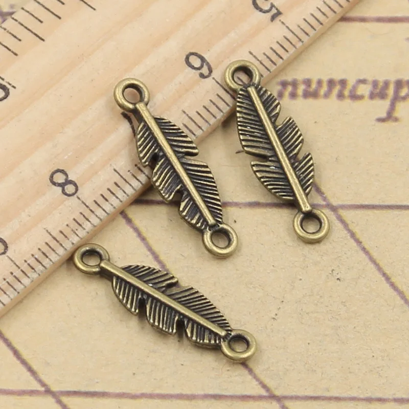 40 шт. Очаровательные Подвески для соединения между листами и перьями 22x7 мм