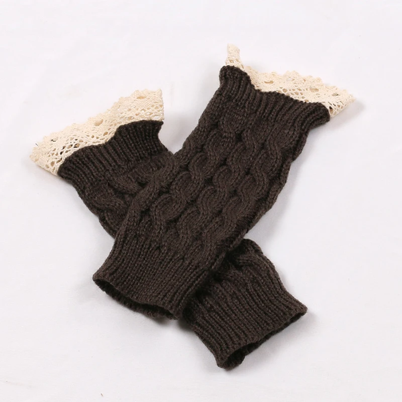 Осенне-зимние женские комбинированные шерстяные перчатки без Пальцев толстые