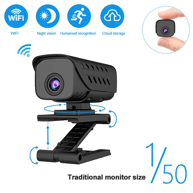 Wi-Fi мини-камера HD 1080P Беспроводная перезаряжаемая батарея Складная Мобильная