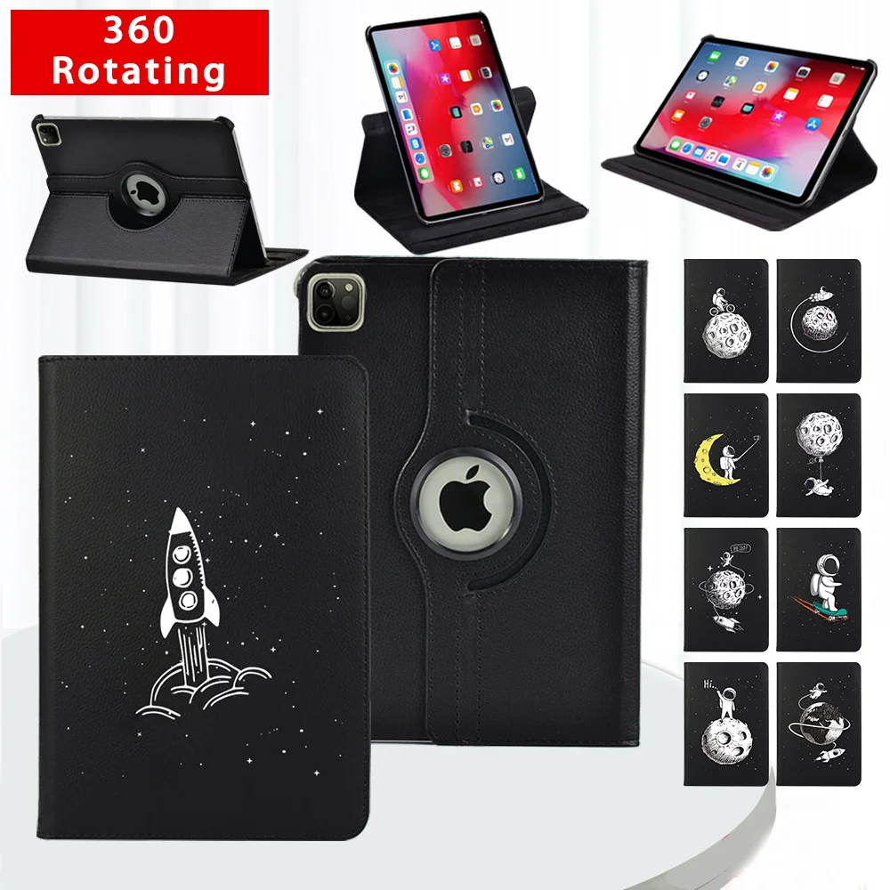 

For Apple Ipad Air 1/2 9.7"/Air 3 10.5"/Air 4 10.9" Tablet 360 Degrees Rotating Flip Leather Cover Print Pattern Protector Shell