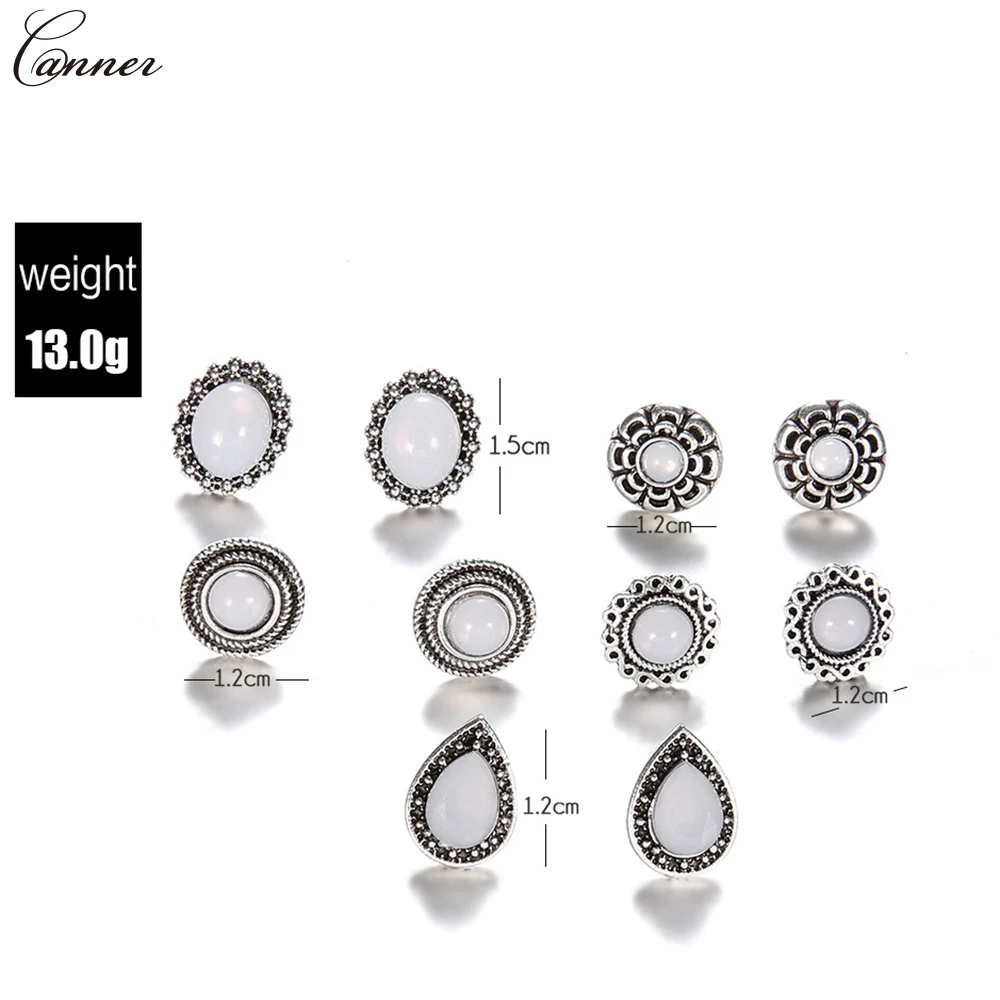 CANNER Ретро антикварные геометрические овальные круглые серьги гвоздики с опалом