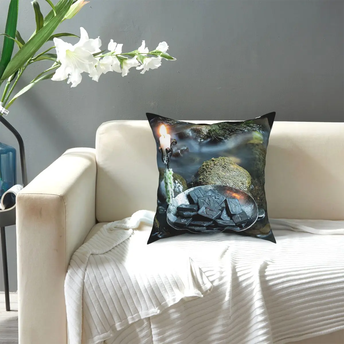 

Mystical, Magical Viking Runes - Runic Magic Nordic Runes Square Pillow Case Cushions for Sofa Awesome Cushion Covers
