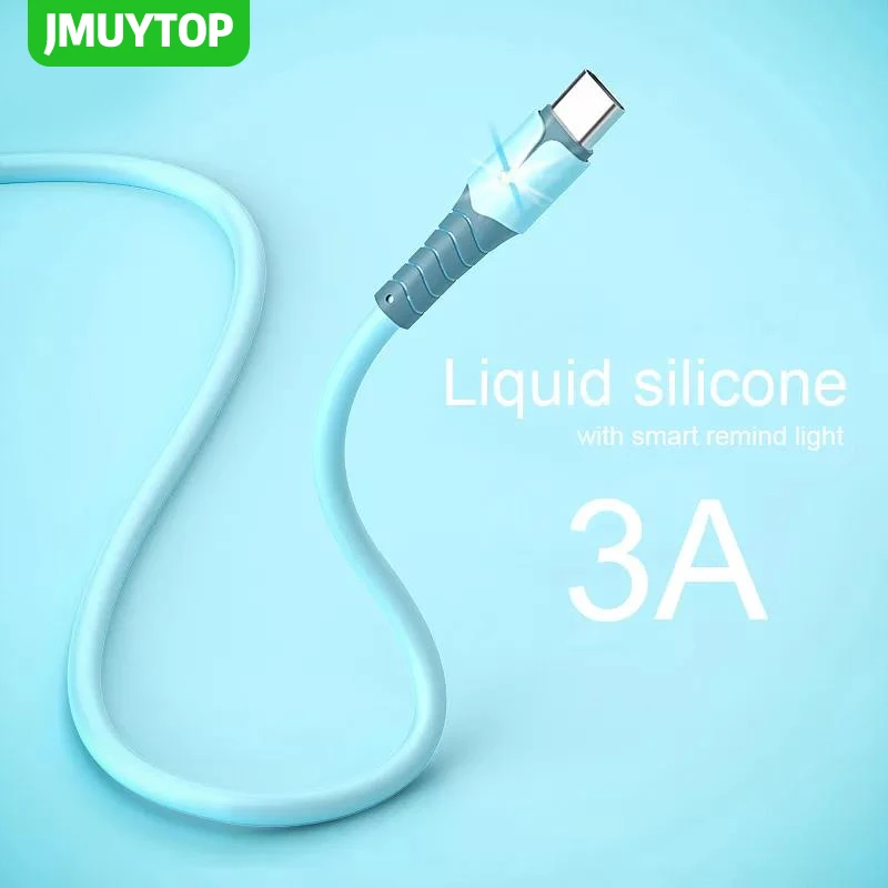 

Liquid Silicone remind Light Charger cable For iphone 13 12 11 Pro Max X XR 7 8 Plus Fast Charging Smart usb Data Cord 3A enough
