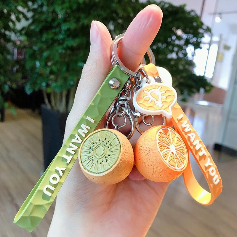 Модный креативный брелок для ключей с имитацией фруктов автомобильный школьный