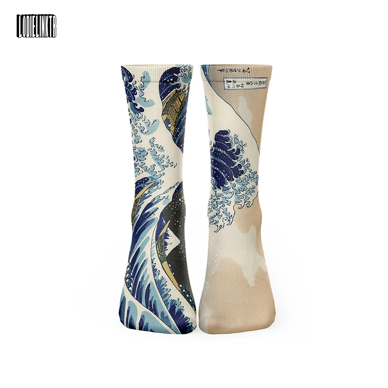 

Summer Fashion Men Women Cotton Casual Socks Japanese Waves Art Retro Long Socks Sports Breathable Ukiyo-e Designer Calf Socks