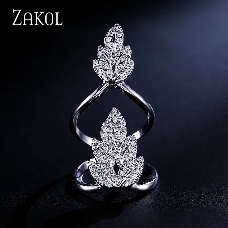 ZAKOL модный дизайн AAA CZ циркониевое Открытое кольцо для женщин Свадебные