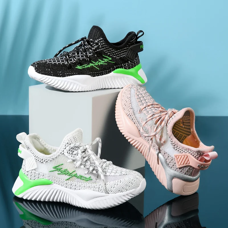 

YISHEN Kids Fashion Sneakers Breathable Sweat-absorbent Fly Knitting Shoes Size 26-40 Athletic Running Walking Sports Shoes