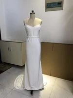 sheath wedding dress with beaded belt spaghetti strap