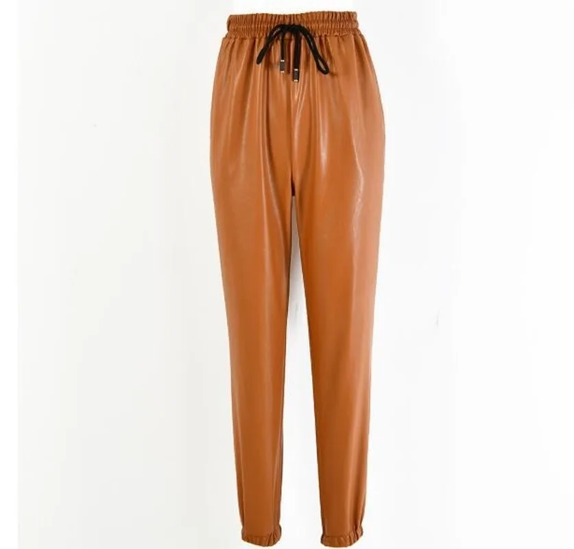 

High Waist PU Leather Pants Women Autumn New y2k Trousers Female 2021 Elastic Skinny Slim Long Pant Sexy Party Penil Pants Brown