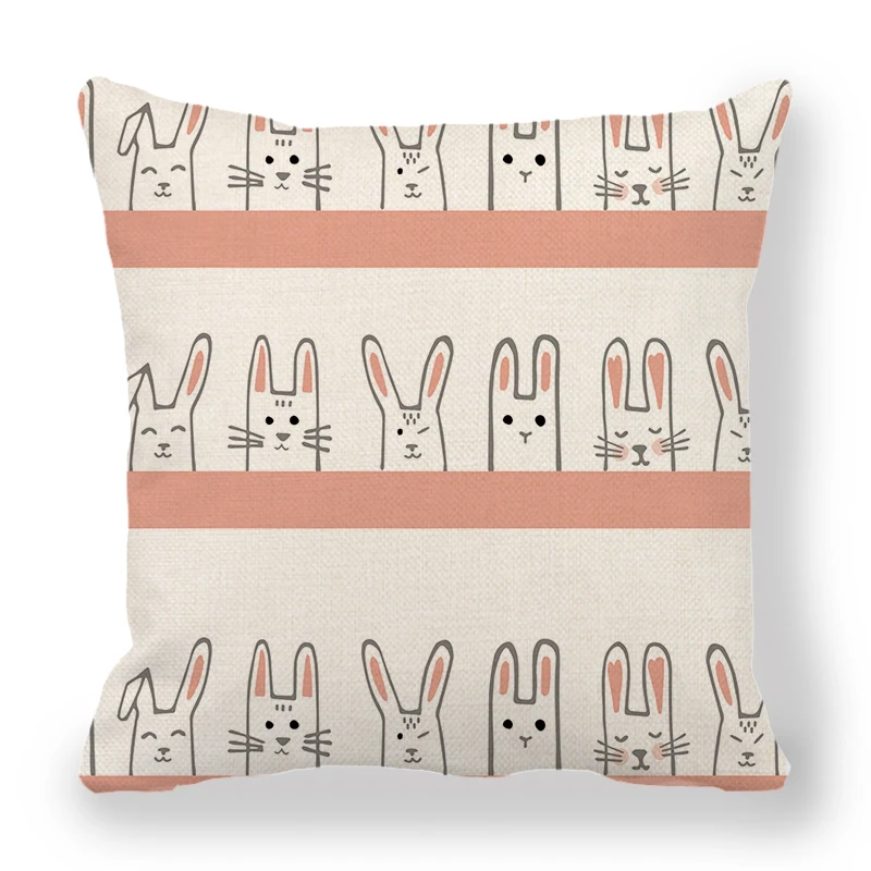 

Cartoon Rabbit Print Linen Pillowcase for Home Decor Sofa and Car Cushion Cover Home Decor Seat Festival Pillow Cover 45x45cm