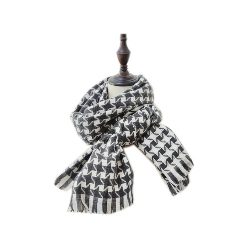 

2020 Houndstooth Plaid Scarf Women Warmer Winter Cashmere Pashmina Shawls Female Thick Blanket Wraps Foulard Scarves Bandana