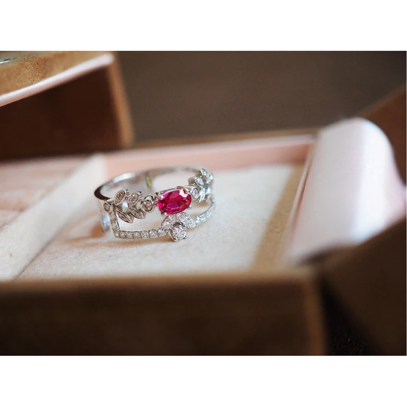 Aazuo 18K твердое белое золото натуральный Овальный Рубин 0 30 карат настоящие