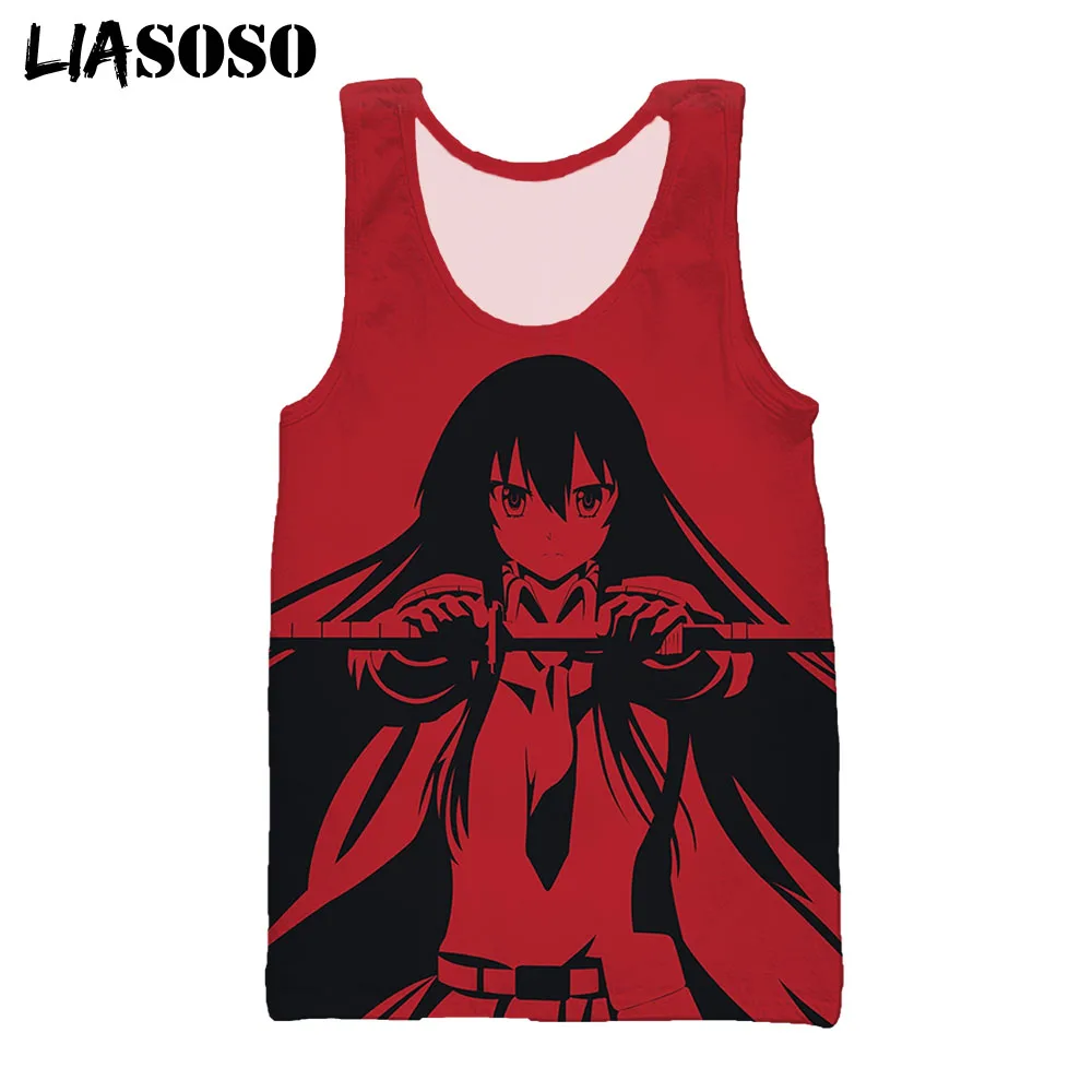 

LIASOSO 3D Print Anime Akame Ga Kill Tank Tops Women Men Japanese Harajuku Streetwear Summer Sleeveless Vest Fitness Tops