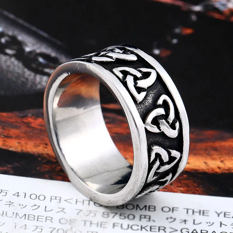 

Vintage Viking Pirate Totem Ring Men Stainless Steel Ring Jewelry for Men Birthday Gift Triangular Pattern Discredit Male Ring
