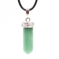 simple style silver plated green aventurine pillar pendant rope chain necklace tiger eye stone jewelry
