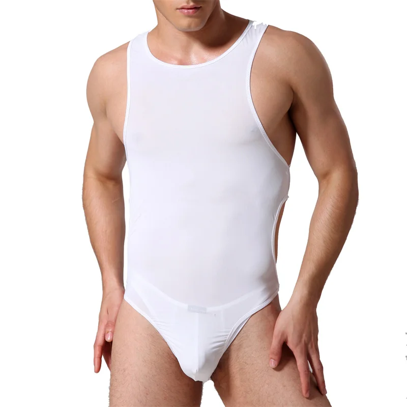 Сексуальное мужское нижнее белье спортивная одежда из ледяного шелка боди для