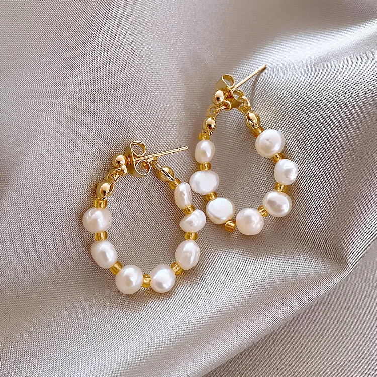

New 925 Silver Needle Korean Fashion Fresh Water Pearl Earrings Personality Design Trendy Temperament Earrings Jewelry Women's