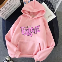 novelty design women pink hoodie bratz girl letter print harajuku winter sweatshirt aesthetic femme hoodie clothing hip hop tops
