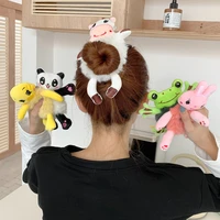 woman girls lovely animal plush elastic hairband scrunchies winter kawaii rubber band cartoon hair ties women hair accessories
