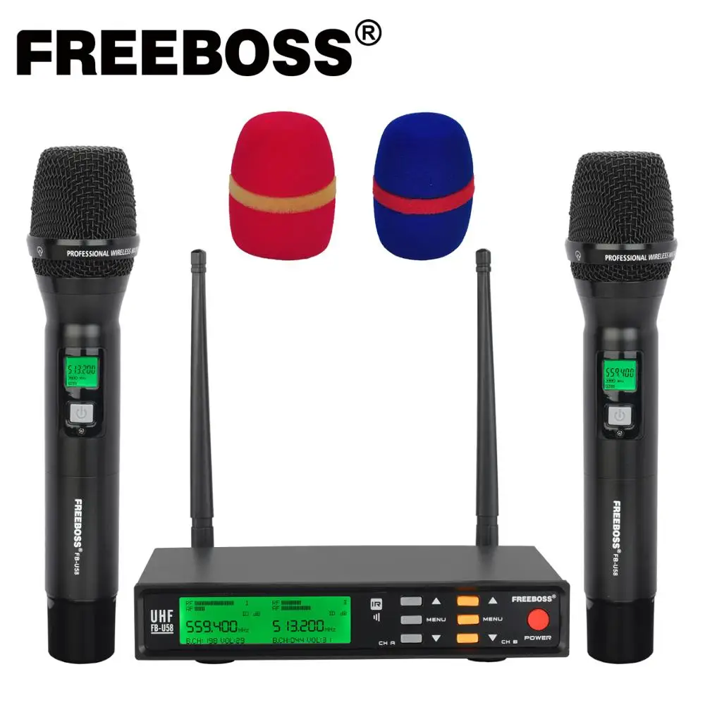 Freeboss FB-U58 UHF 2*200 Регулируемая частота металла ручной ЖК-дисплей Экран шикарный