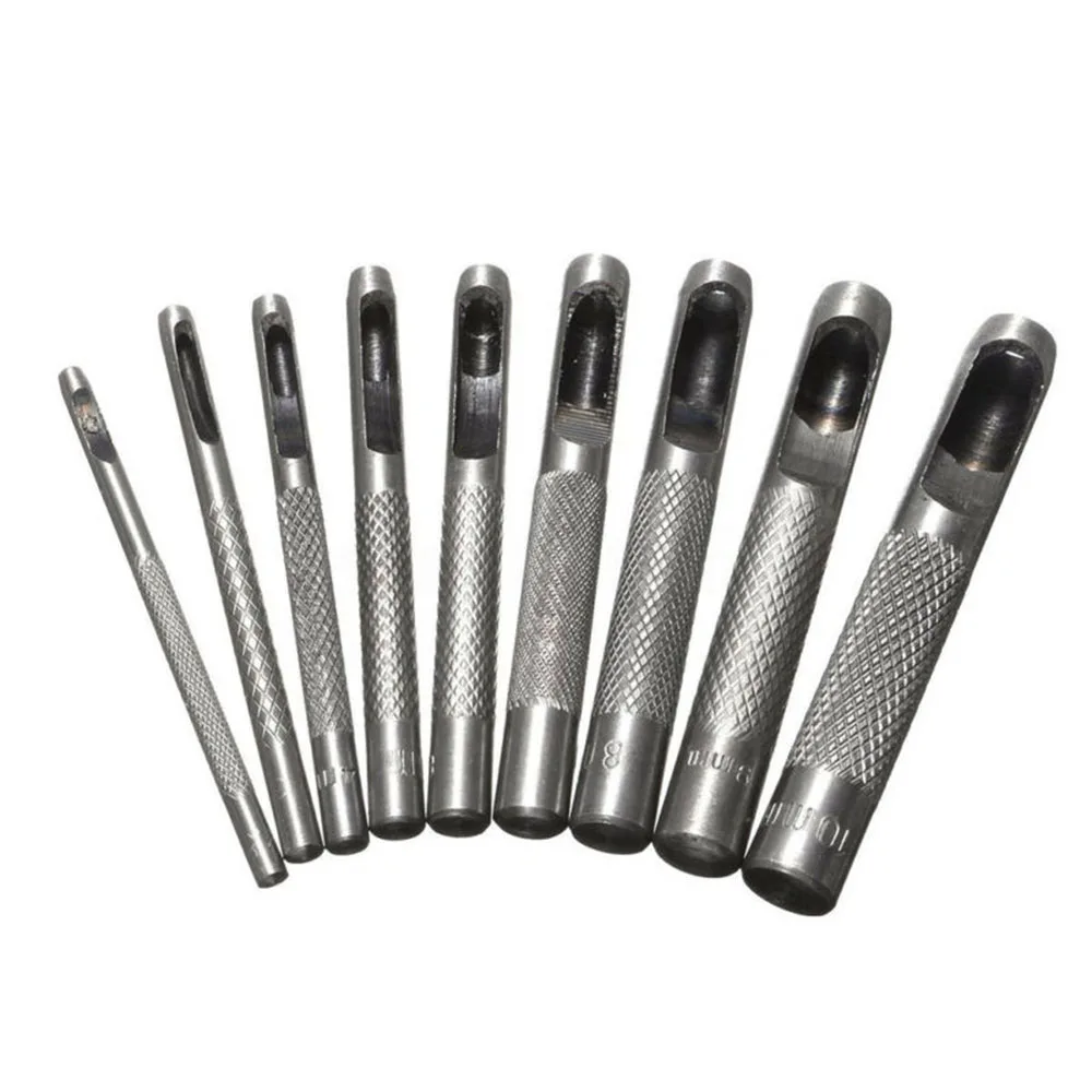 

9pcs Heavy Duty Leather Craft Hole Punch Set Round Belt Strap Cutter Puncher Kit