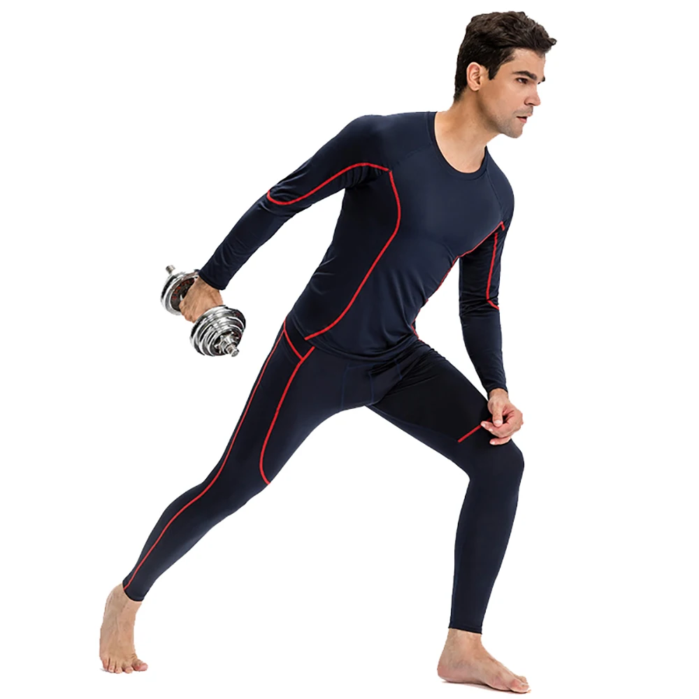 Men Sports Shirt Quick Dry Tight Long Sleeve Running T-shirt Compression Underwear Gym Fitness joggers Training Sportswear MMA