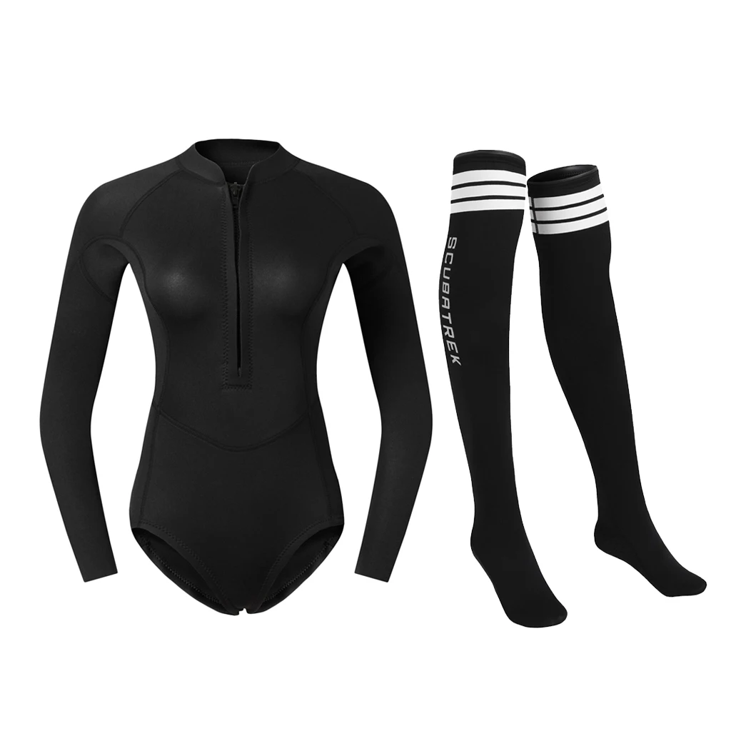 Женский гидрокостюм для дайвинга куртка трусы и нескользящие носки с плавниками