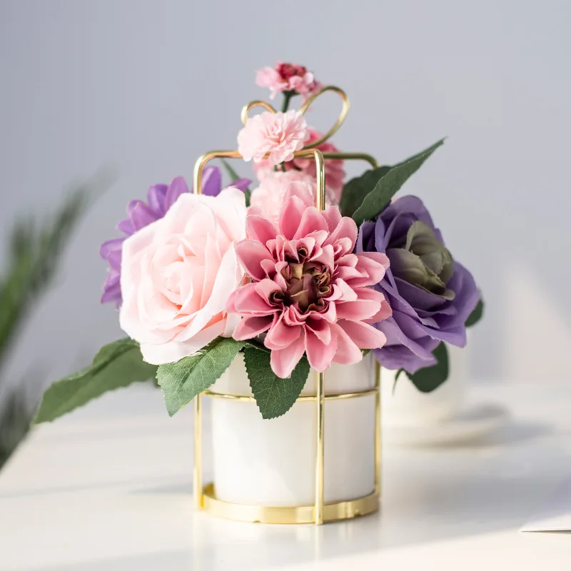 Северное Моделирование Цветок маленькие украшения в горшках искусственный