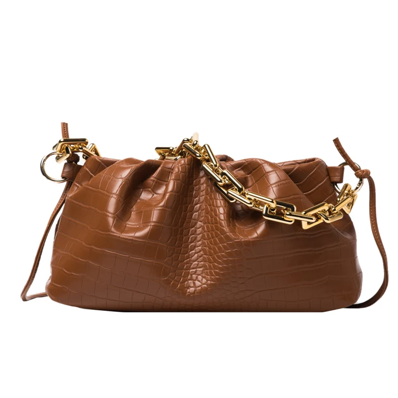 

Acrylic Chain Stone Pattern PU Leather Crossbody Bags For Women 2021 Winter Branded Shoulder Handbags Female Designer Hand Bag